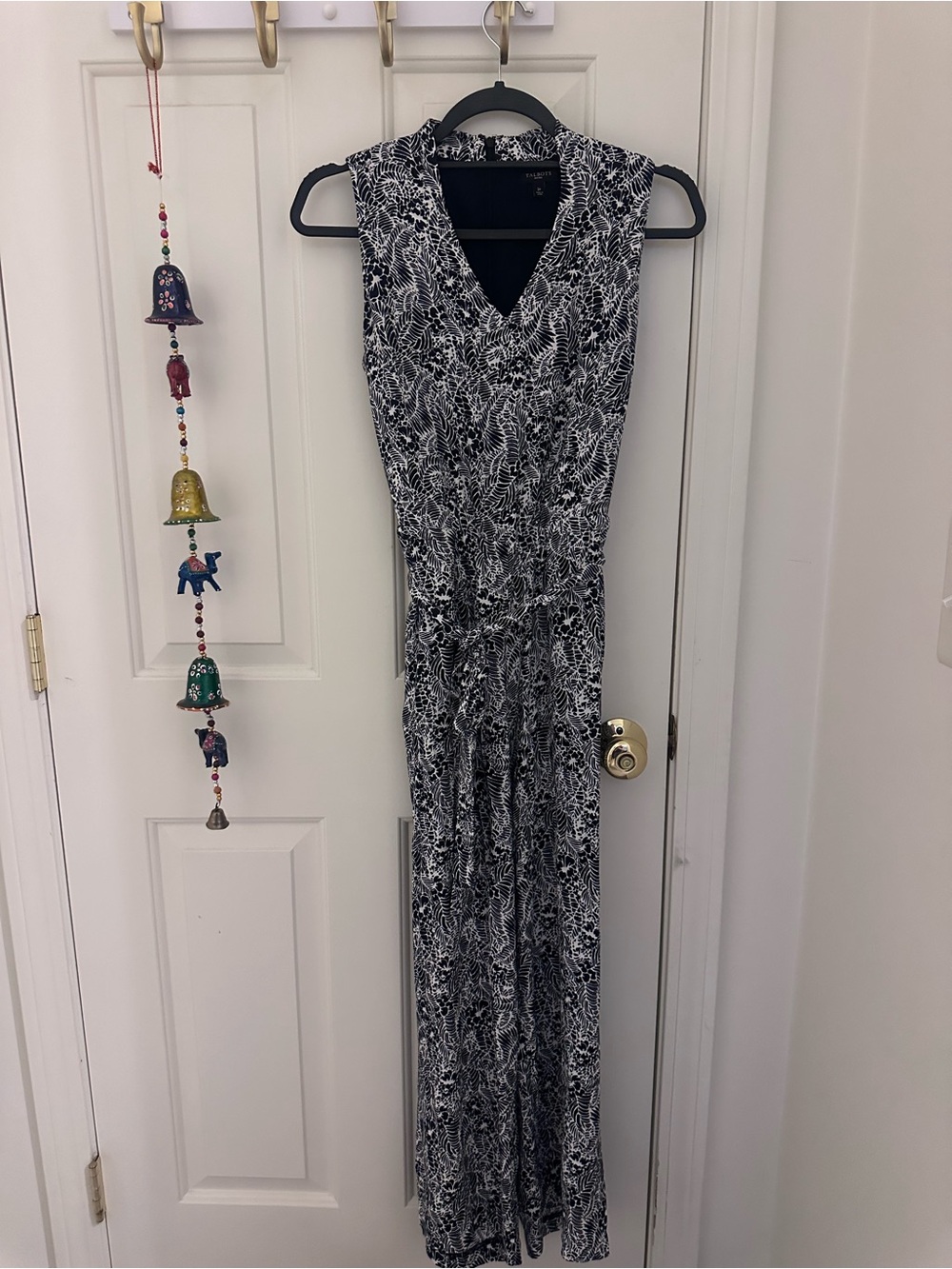 Talbots Black & White Printed Sleeveless Maxi Dress